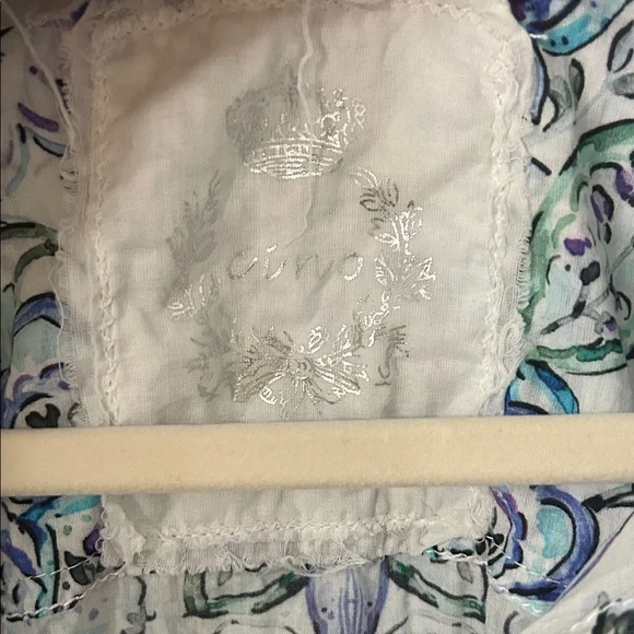 Cino Blouse Women's XL Floral Paisley Button-Down Shirt Teal/Blue Lightweight - Picture 3 of 16